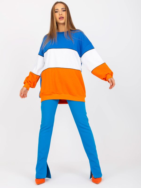 Wholesale Blue and orange sweatshirt basic oversize RUE PARIS