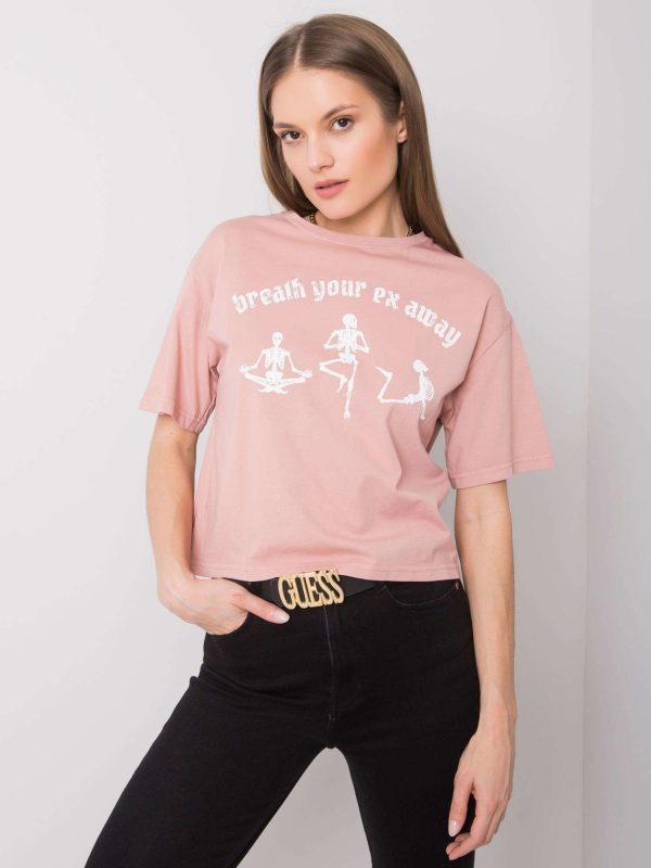 Wholesale Dirty pink t-shirt with print Piper RUE PARIS