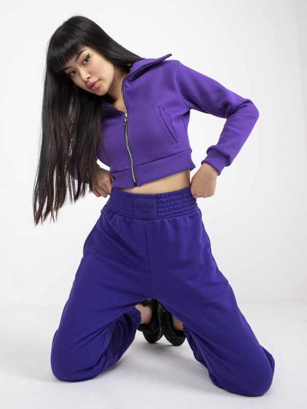 Wholesale Dark purple sweatpants with pockets RUE PARIS