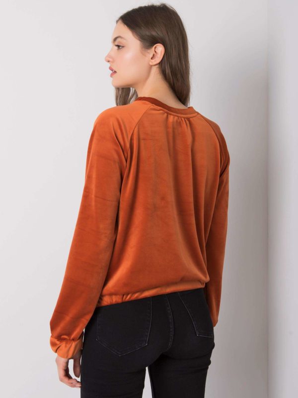 Wholesale Dark orange velour sweatshirt Lorene RUE PARIS