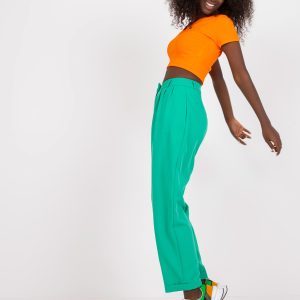 Wholesale Green women's pants in fabric with pockets RUE PARIS