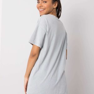 Wholesale Grey t-shirt with inscription Michelle RUE PARIS