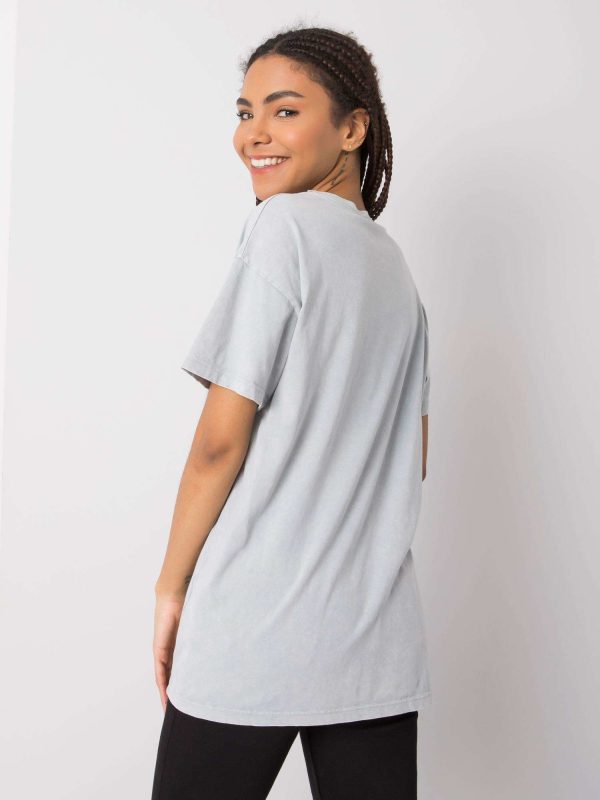 Wholesale Grey t-shirt with inscription Michelle RUE PARIS