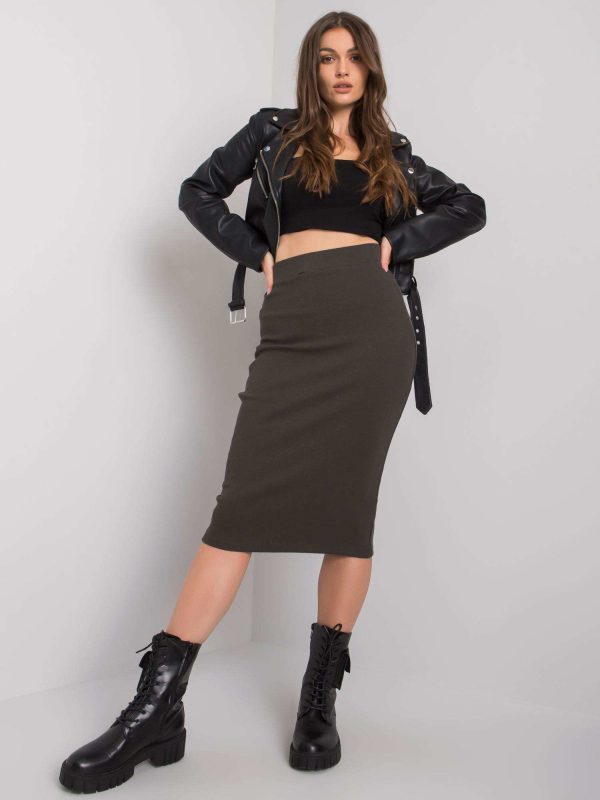 Wholesale Dark khaki ribbed skirt Jammie RUE PARIS