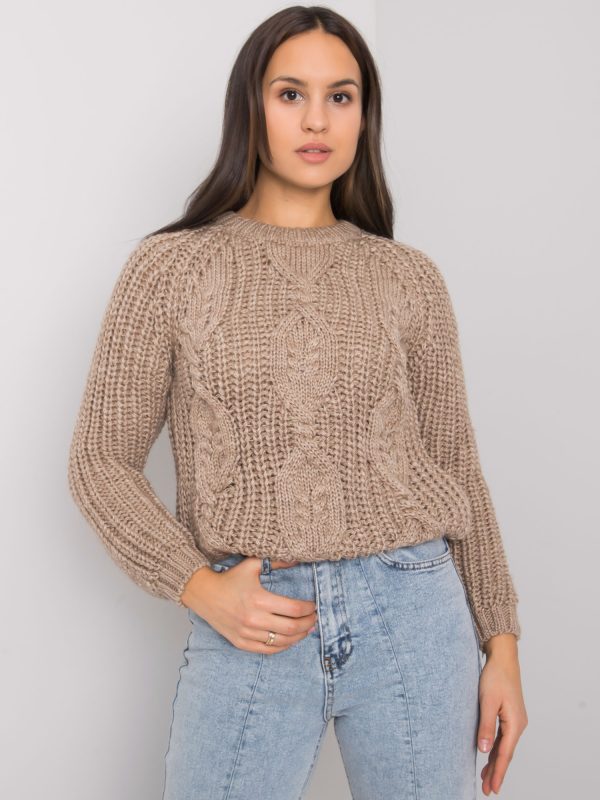 Wholesale Dark beige knitted sweater Axton RUE PARIS