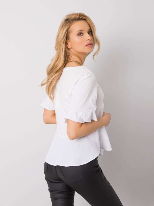 Wholesale White blouse with ruffles Jessica RUE PARIS