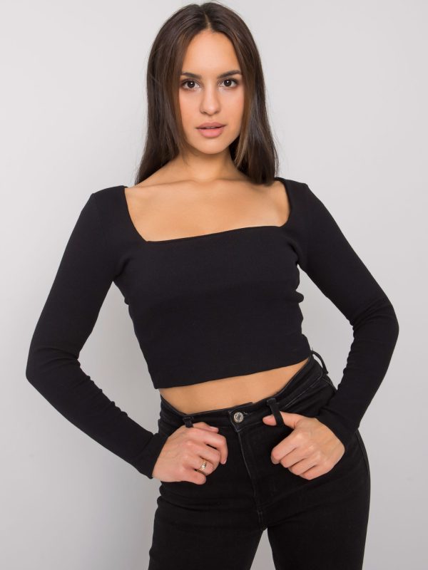 Wholesale Black short blouse with stripe Cammy RUE PARIS