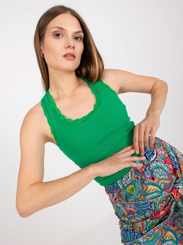 Wholesale Green ribbed top basic for summer RUE PARIS