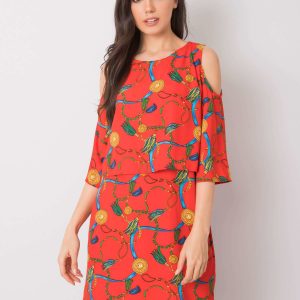 Wholesale Red dress with prints Maresol RUE PARIS