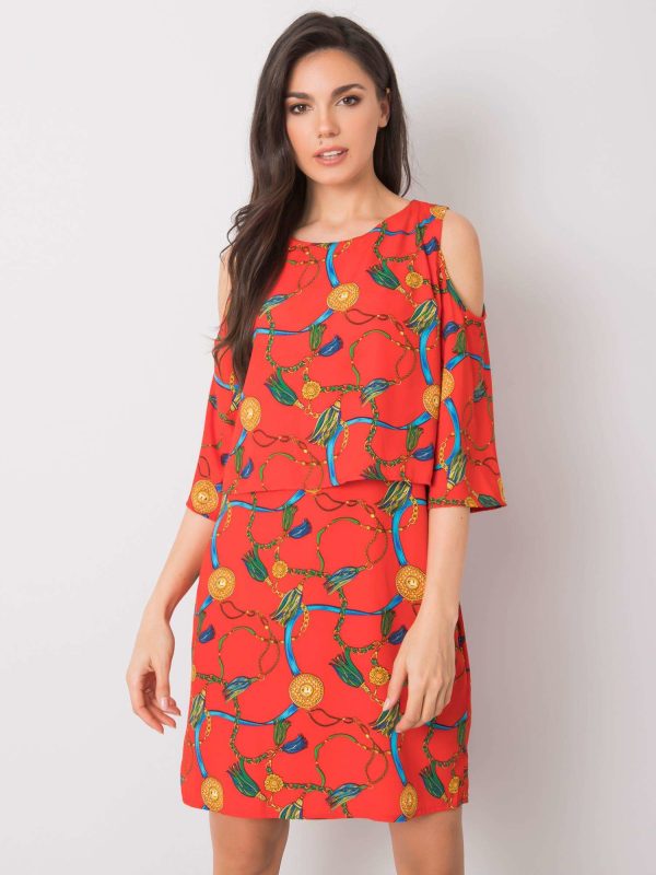 Wholesale Red dress with prints Maresol RUE PARIS