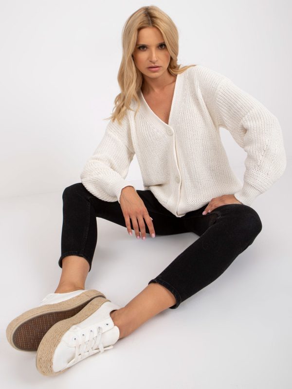 Wholesale White Cotton Button Sweater RUE PARIS