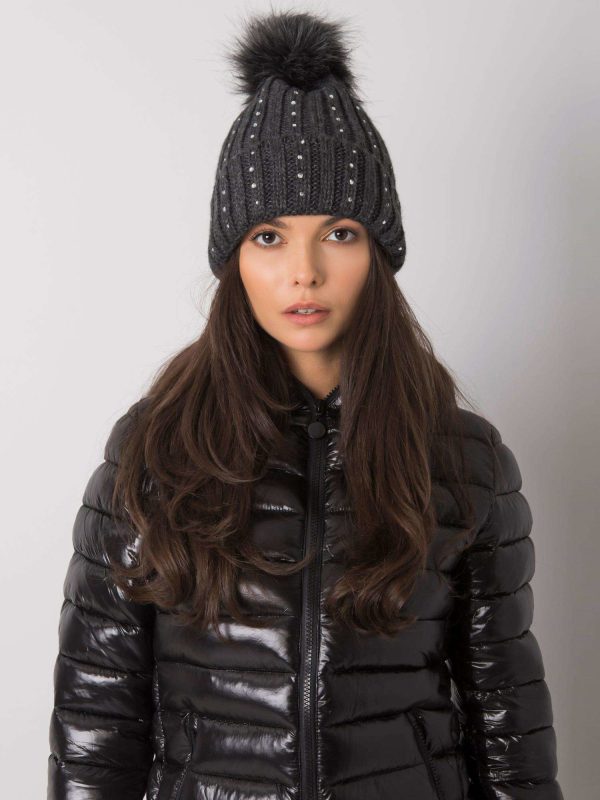 Wholesale Dark gray winter hat with applique