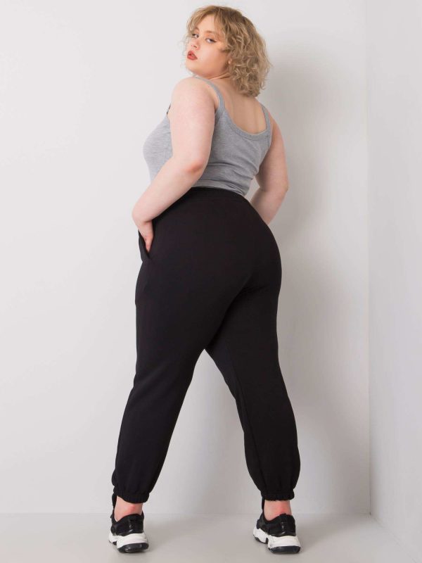 Wholesale Ainhoa Black Plus Size High Waist Sweatpants