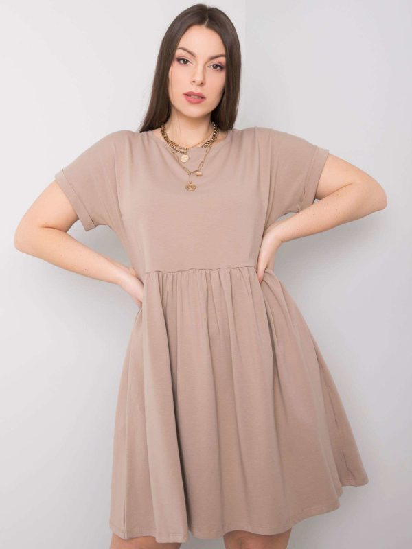 Wholesale Dark Beige Plus Size Short Sleeve Molly Dress