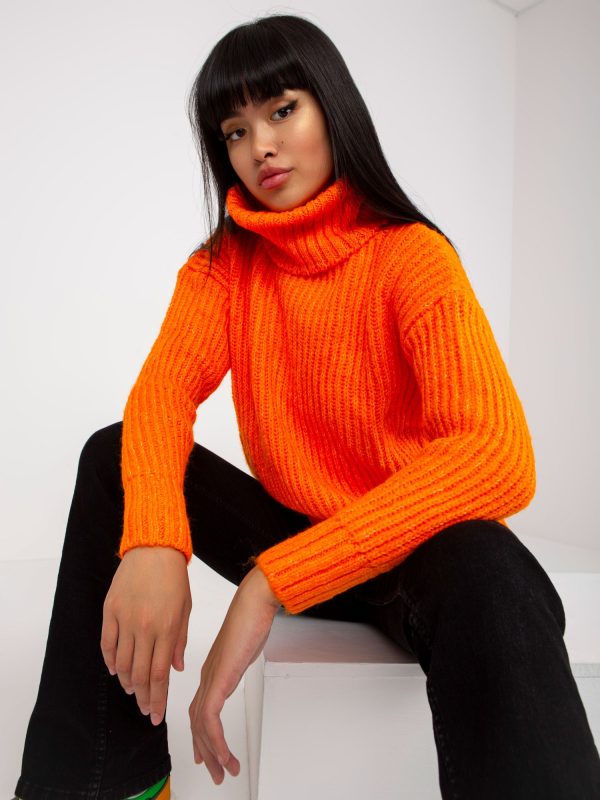 Wholesale Fluo orange warm turtleneck sweater Neva RUE PARIS