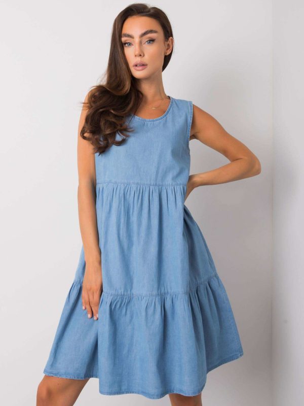 Wholesale Delfine RUE PARIS blue ruffle dress