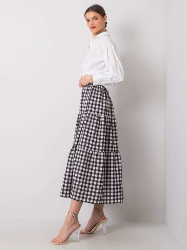 Wholesale Tahira RUE PARIS black plaid skirt