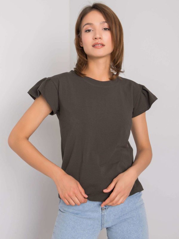 Wholesale Dark khaki cotton blouse Ansley RUE PARIS