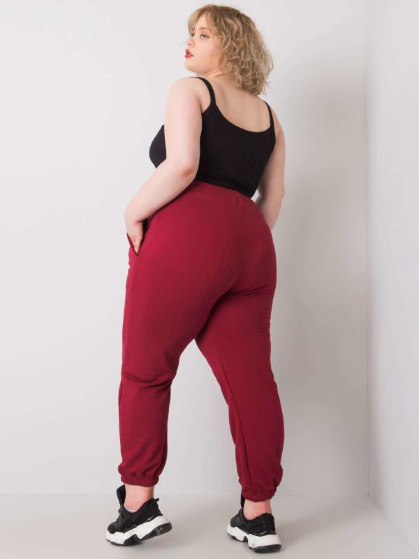 Wholesale Burgundy plus size sweatpants with Ainhoa pockets