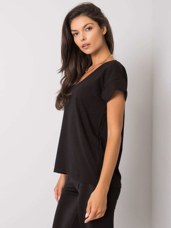 Wholesale Black blouse with a neckline on the back Fadia