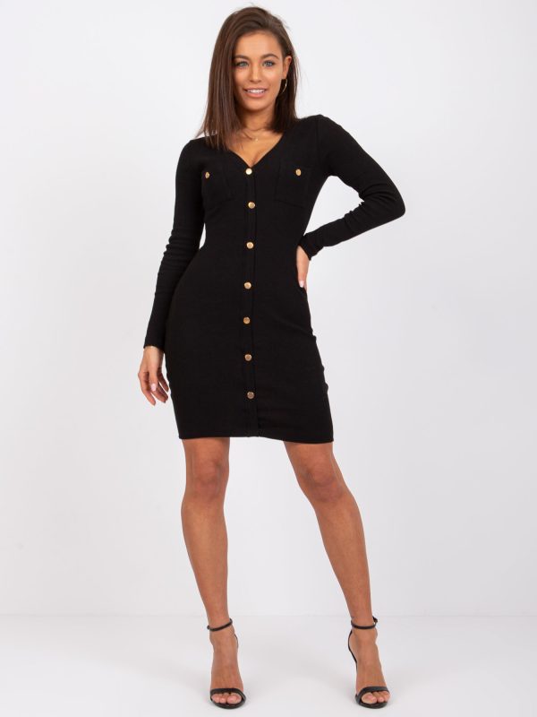 Wholesale Cindy RUE PARIS black ribbed dress