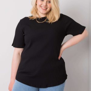 Wholesale Black plus size blouse with stripe Stella