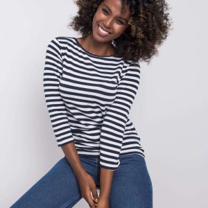 Wholesale White and navy blue striped blouse Hollis RUE PARIS