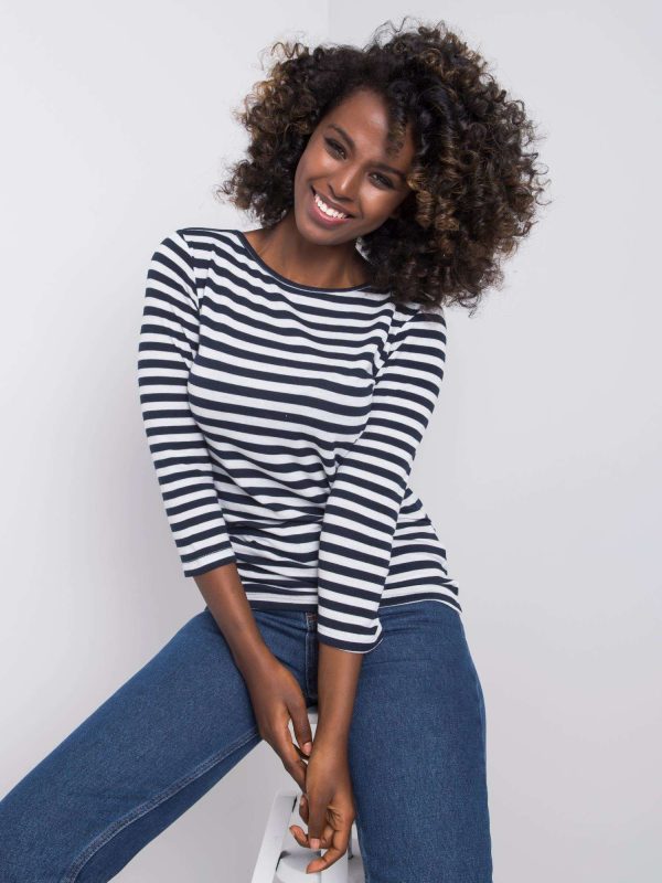 Wholesale White and navy blue striped blouse Hollis RUE PARIS