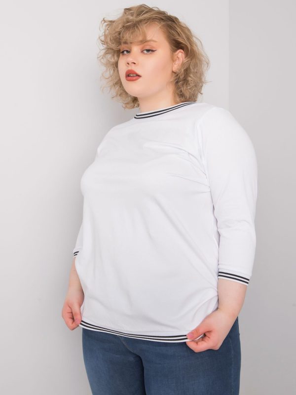 Wholesale White Plus Size Blouse Pearl