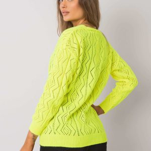 Wholesale Fluo yellow V-neck cardigan Gregoire RUE PARIS
