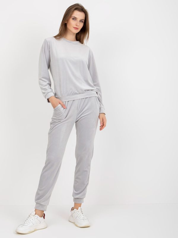 Wholesale Light grey velour set with pants Brenda RUE PARIS