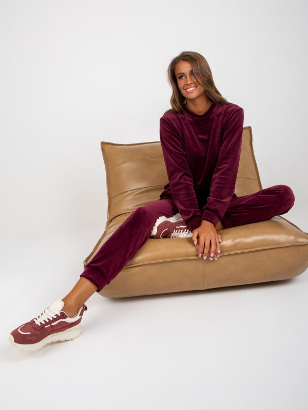 Wholesale Dark brown velour set with pants Brenda RUE PARIS