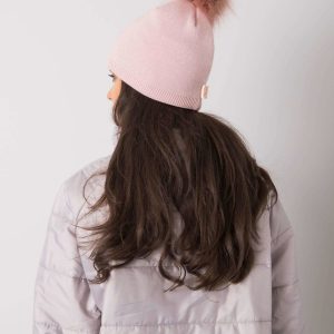 Wholesale Light pink padded women's hat with pompom