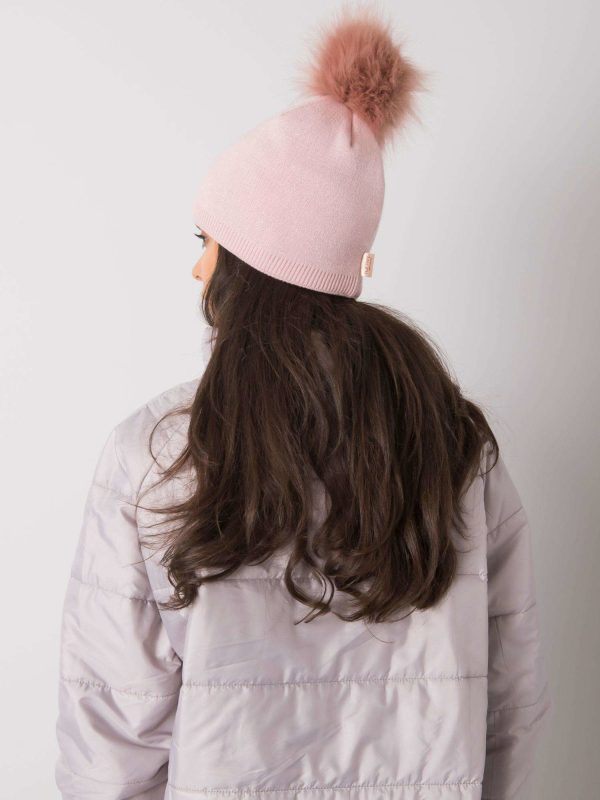 Wholesale Light pink padded women's hat with pompom