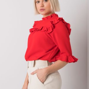 Wholesale Red blouse with frills Limassol RUE PARIS