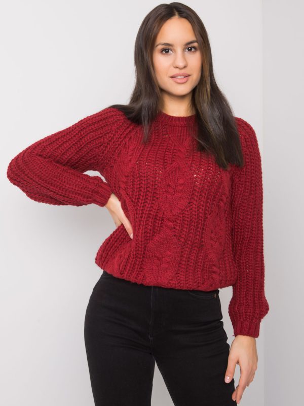 Wholesale Burgundy knitted sweater Axton RUE PARIS