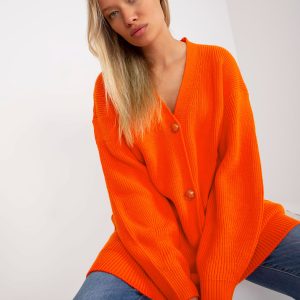 Wholesale Orange long cardigan with buttons RUE PARIS