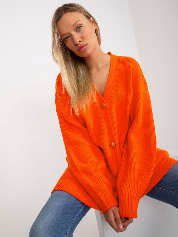 Wholesale Orange long cardigan with buttons RUE PARIS