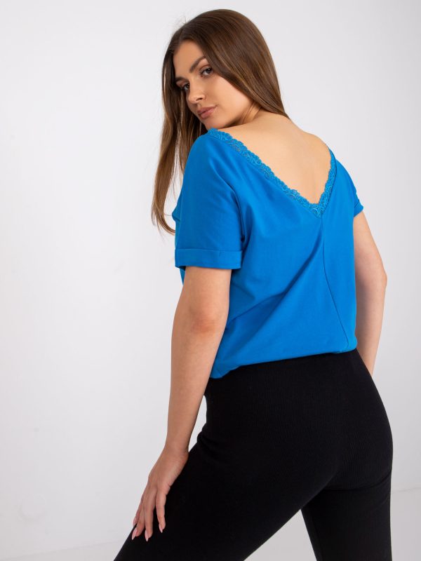 Wholesale Dark blue blouse with neck on the back Salma RUE PARIS