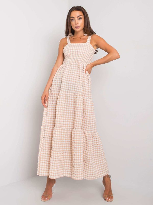 Wholesale Michel's beige checkered dress RUE PARIS