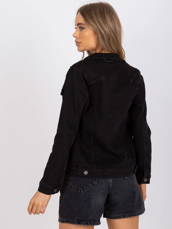 Wholesale Black denim jacket with button closure RUE PARIS
