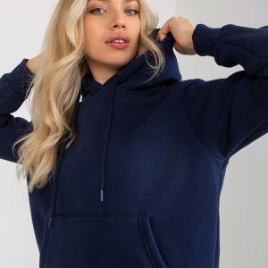 Wholesale Navy blue basic kangaroo sweatshirt RUE PARIS