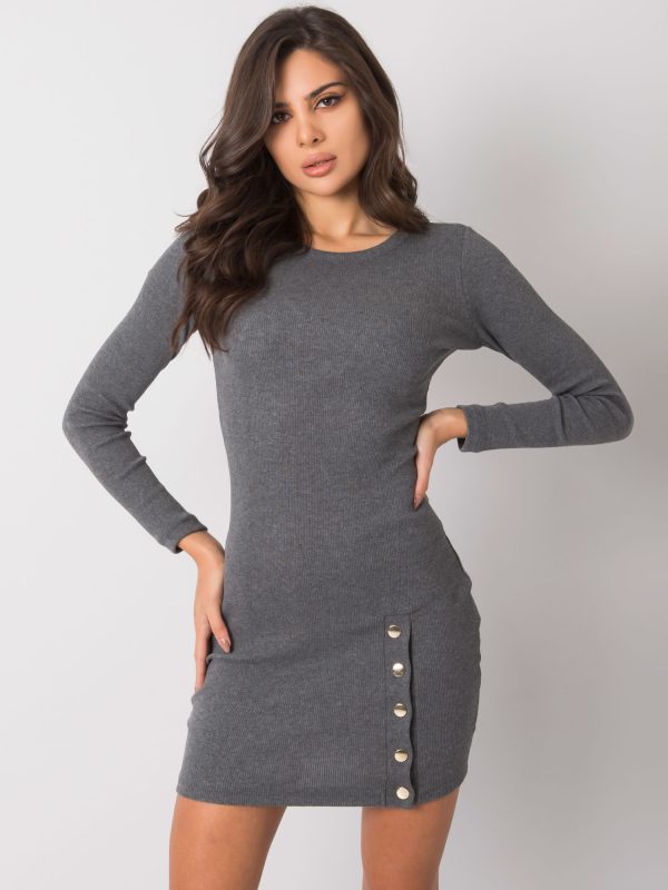 Wholesale Dark grey melange fitted dress Aneeka RUE PARIS