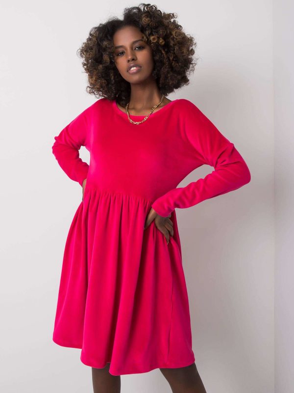 Wholesale Fuchsia velour dress Mauriel RUE PARIS