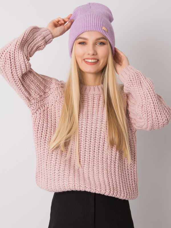 Wholesale Light purple knitted beanie RUE PARIS