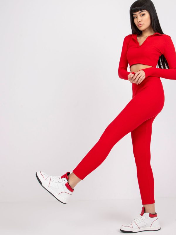 Wholesale Red Ribbed Leggings Caviana RUE PARIS