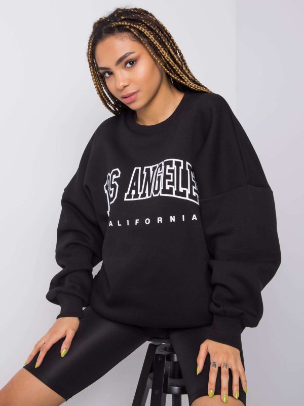 Wholesale Black sweatshirt with print Amara RUE PARIS