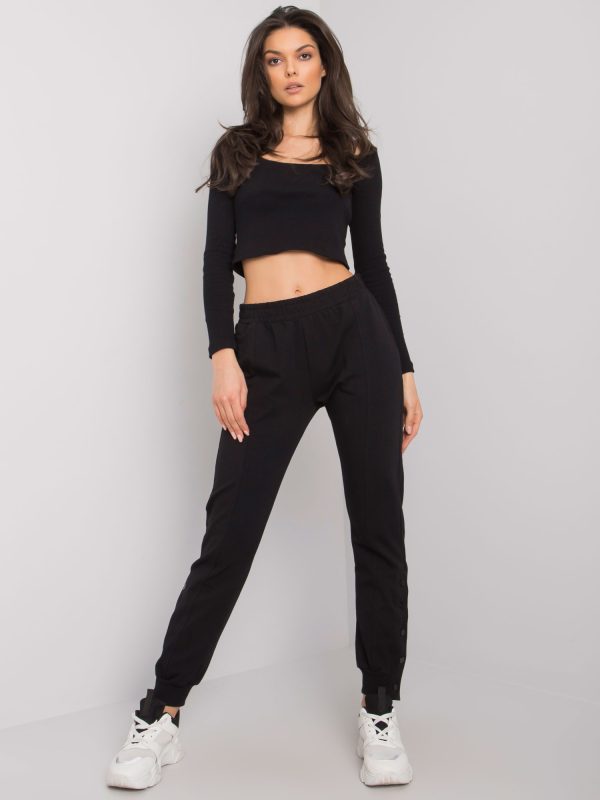 Wholesale Cindy RUE PARIS black sweatpants with buttons