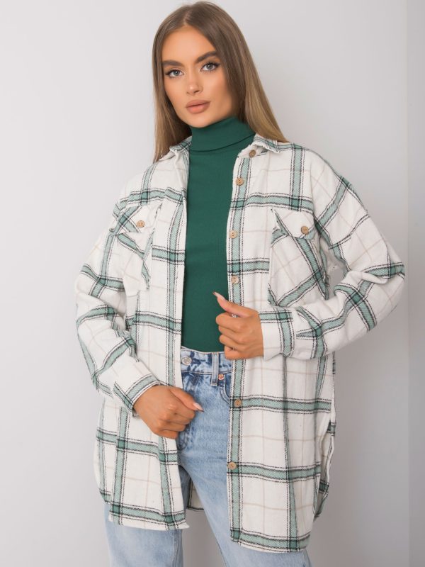 Wholesale Beige and green women's checked shirt Bryce RUE PARIS