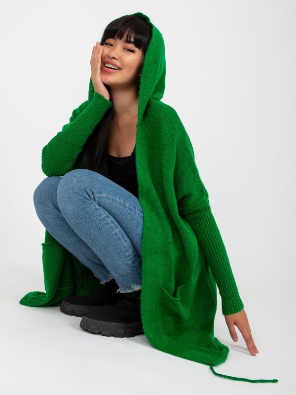 Wholesale Green classic cardigan with hood Patty RUE PARIS